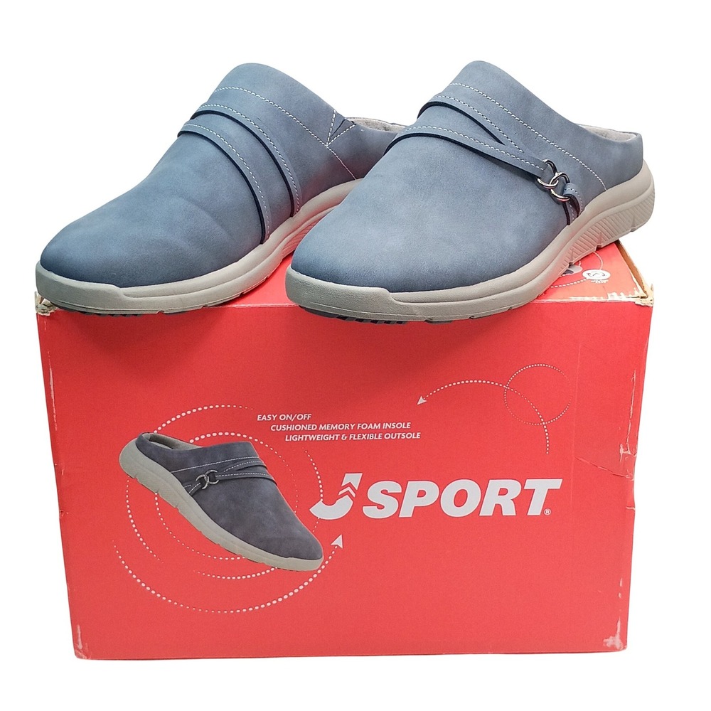 J Sport Gina Mule Women Size 9 Navy Blue Memory Foam Clog